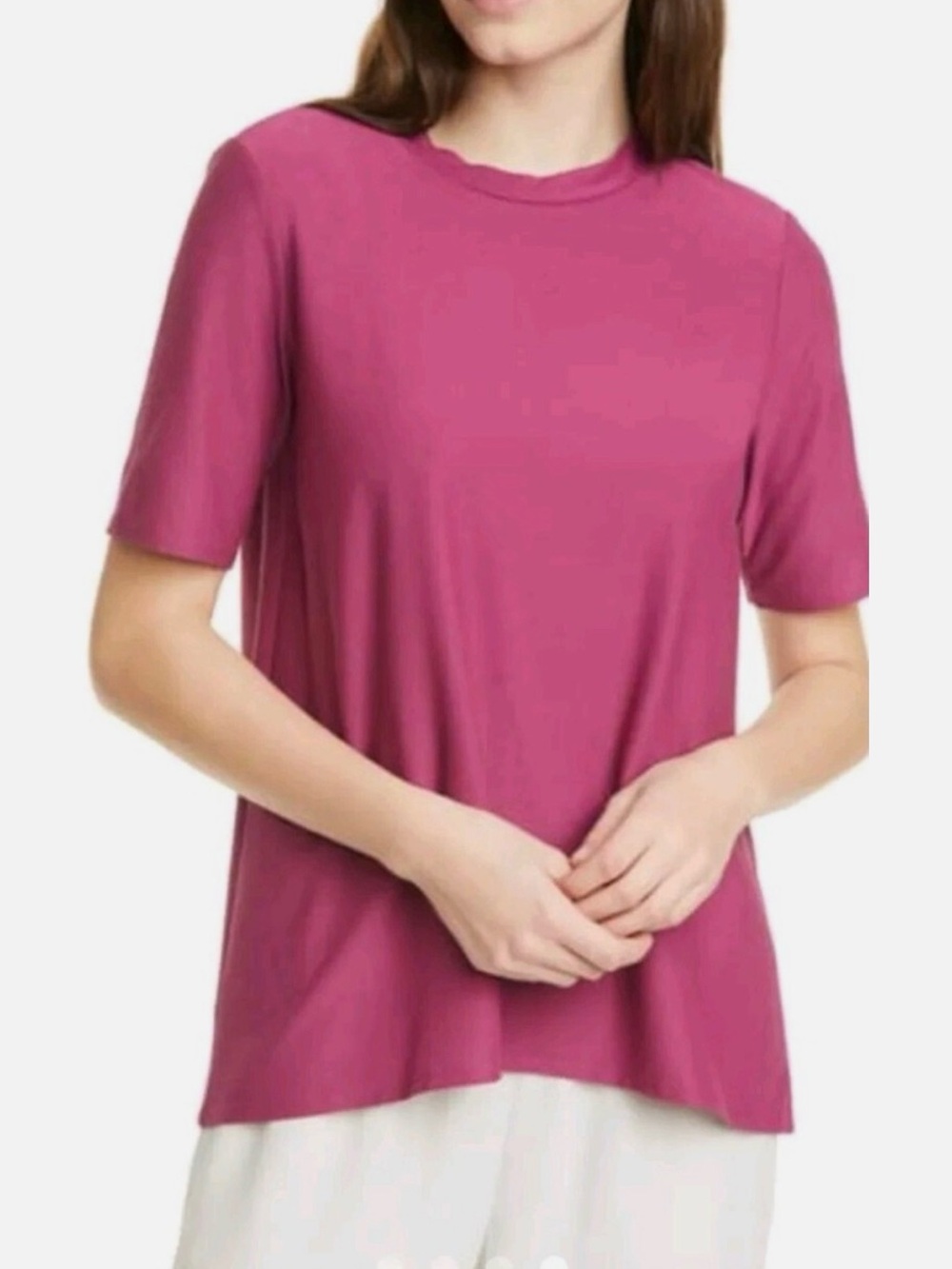Eileen Fisher Short Sleeve Stretch Crew Neck Tee Plum Purple XS